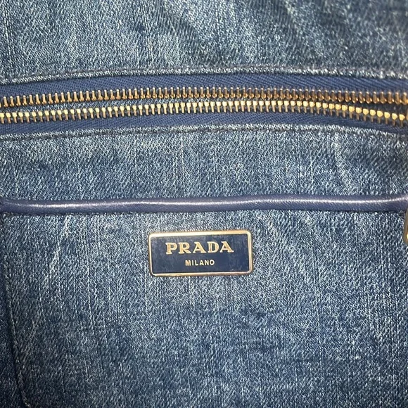Prada Denim Tote Bag | Authentic | Classic Logo Shopper - Picture 10 of 11
